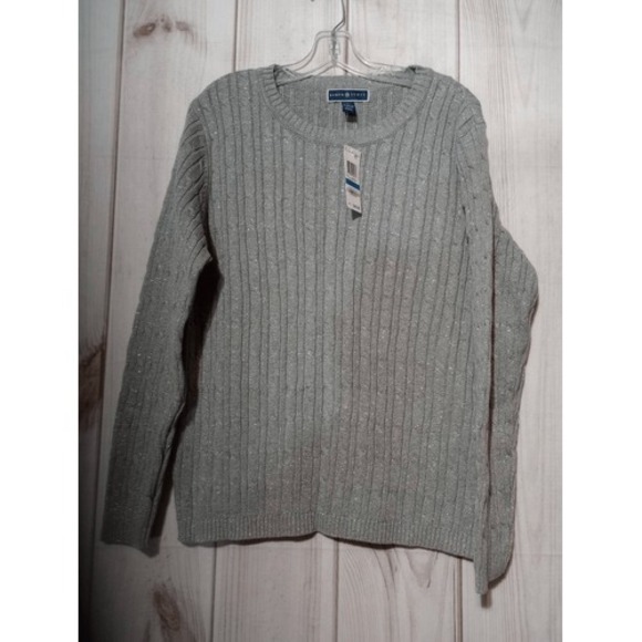 Karen Scott Sweater Ladies Extra Large Gray Shimmer Round Neck - Picture 1 of 6
